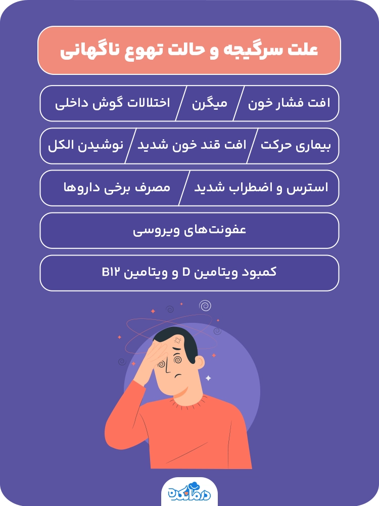  اینفوگرافیک علت سرگیجه و حالت تهوع ناگهانی