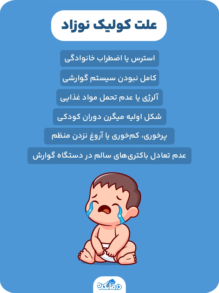 اینفوگرافی درباره علت کولیک نوزاد