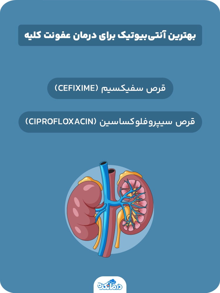  اینفوگرافیک بهترین آنتی‌بیوتیک برای درمان عفونت کلیه