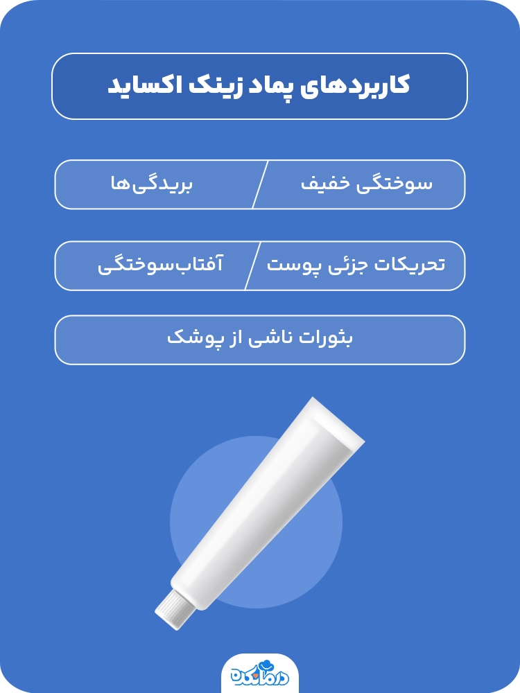 اینفوگرافی در مورد کاربردهای پماد زینک اکساید