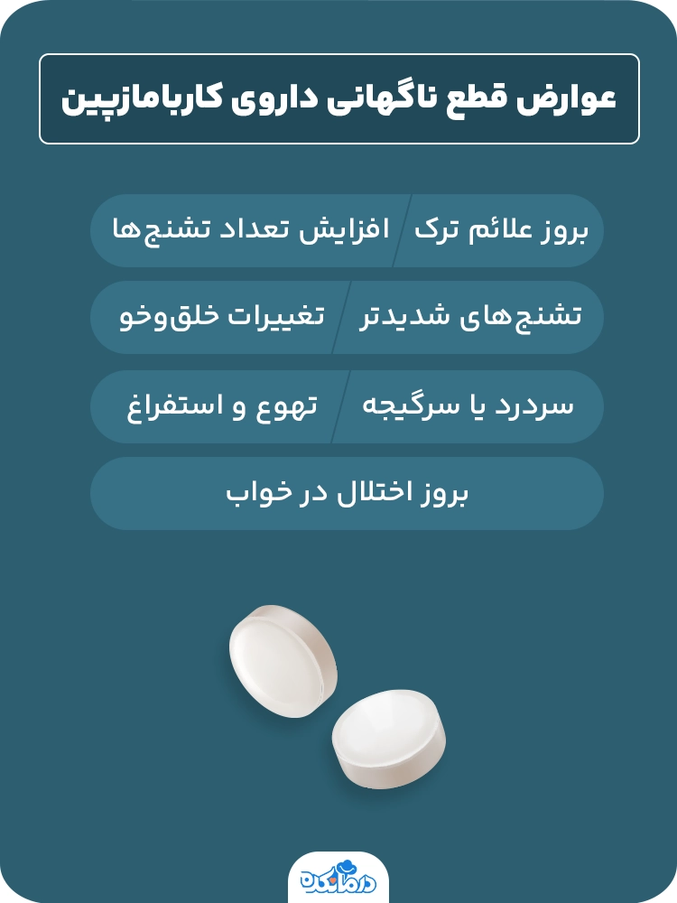 اینفوگرافیک عوارض قطع ناگهانی قرص کاربامازپین