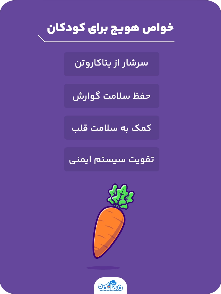 اینفوگرافیک خواص هویج برای کودکان