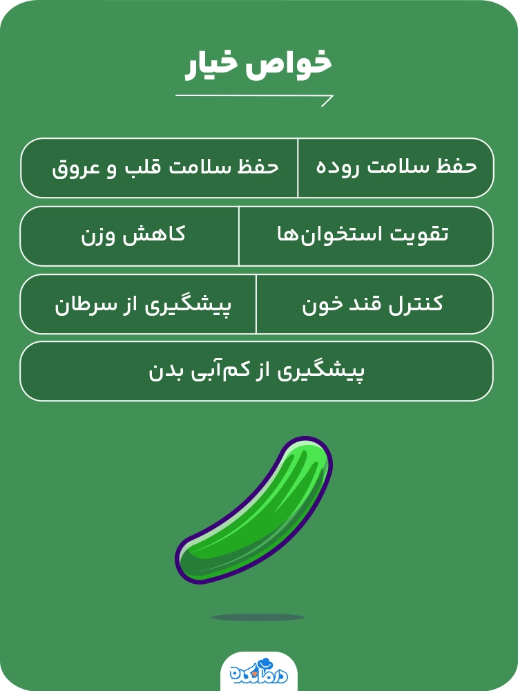 اینفوگرافی در مورد خواص خیار