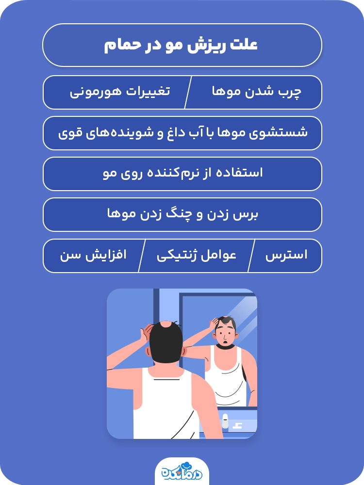 اینفوگرافی علت ریزش مو در حمام