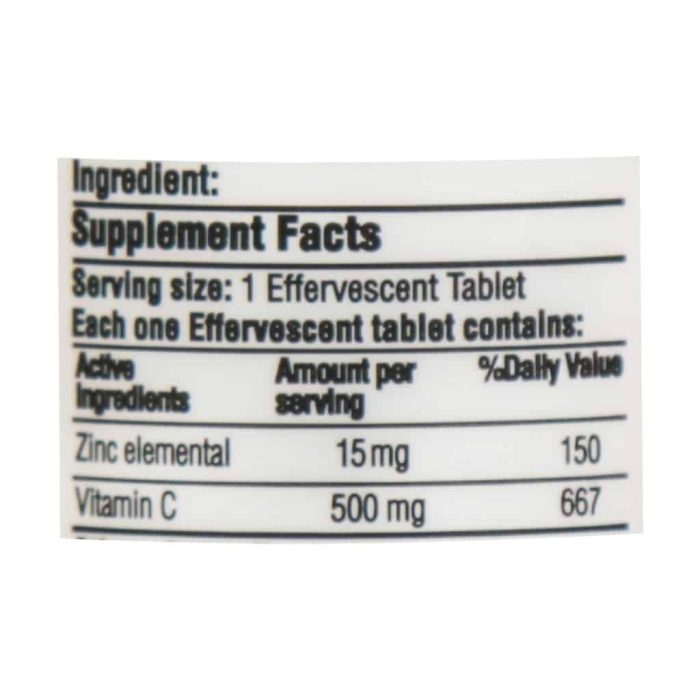 Gluck Vit Zinc 15 Mg And Vitamin C 20 Effervescent Tab