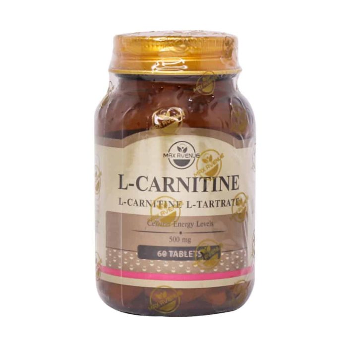 Max Avenue L Carnitine L Tartrate 500 Mg 60 Tabs