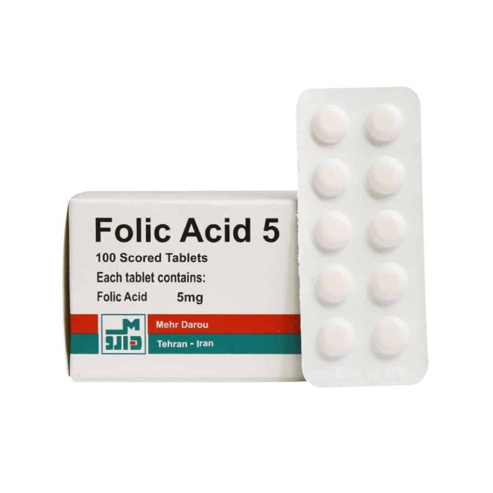 Mehr Darou Folic Acid 5 100 Scored Tablets 2