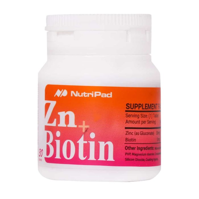 Nutripad Zinc And Biotin 30 Tablets