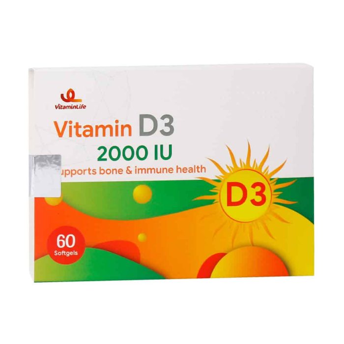 Vitamin Life Vitamin D3 2000 IU 60 Softgels