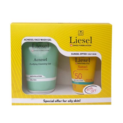 liesel acnesel face wash gel and sunsel spf50 for oily skin